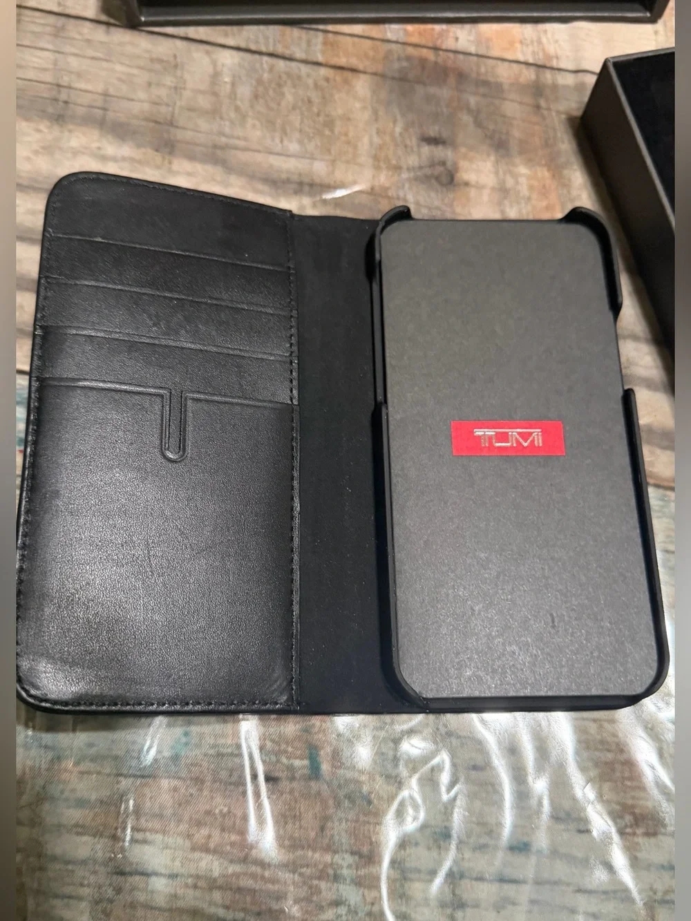 Tumi Black Leather Wallet Folio Phone Case iPhone 12/12 pro